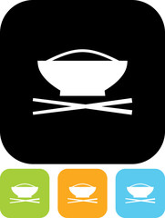 Vector cup of rice with chopsticks illustration isolated on white