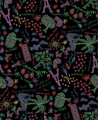 Vector Goals dreams and wishes background. Seamless pattern