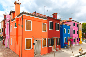 Fototapeta na wymiar Colorful houses on the Burano, Venice, Italy