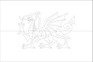 Skeleton  Flag Illustration of the country of  Wales