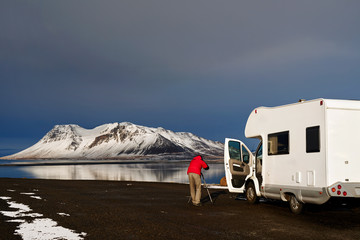 Campervan through Iceland roads