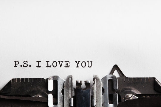 I Love You. typewriter with paper sheet. Space for your text