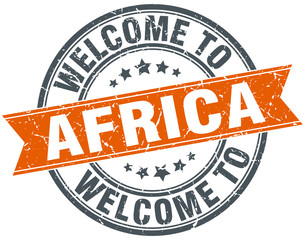 welcome to Africa orange round ribbon stamp