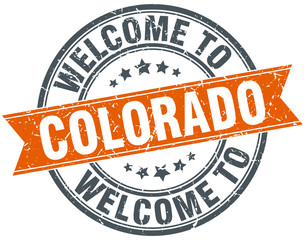 welcome to Colorado orange round ribbon stamp
