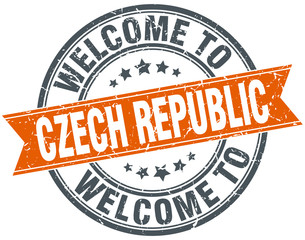 welcome to Czech Republic orange round ribbon stamp