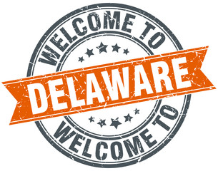 welcome to Delaware orange round ribbon stamp