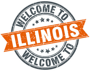 welcome to Illinois orange round ribbon stamp