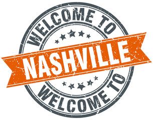 welcome to Nashville orange round ribbon stamp