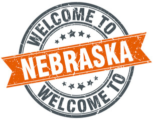 welcome to Nebraska orange round ribbon stamp