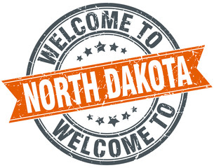 welcome to North Dakota orange round ribbon stamp