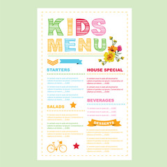 Kids menu. Vector template.