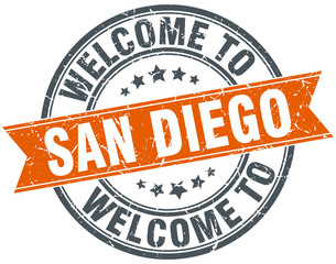 welcome to San Diego orange round ribbon stamp