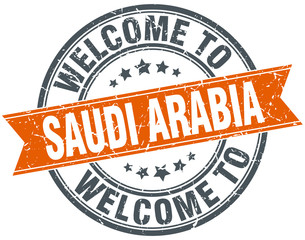 Obraz premium welcome to Saudi Arabia orange round ribbon stamp