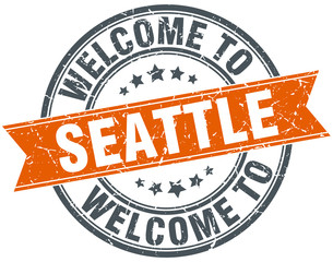 welcome to Seattle orange round ribbon stamp