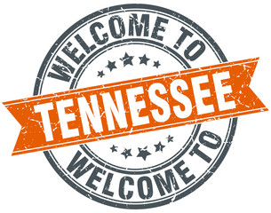 welcome to Tennessee orange round ribbon stamp