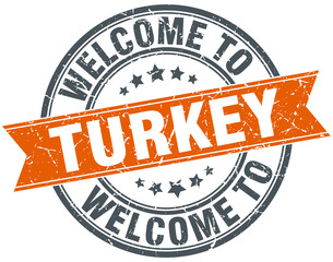 welcome to Turkey orange round ribbon stamp