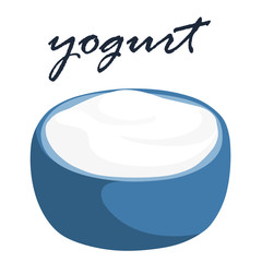 low fat plain yogurt vector illustration.