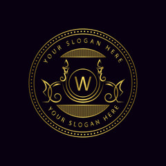 Fototapeta premium Monogram design elements, graceful template. Calligraphic elegant line art logo design. Letter sign emblem W for Royalty, business card, Boutique, Hotel, Restaurant, Cafe, Jewelry. Vector illustration