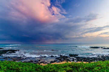 Sunset afterglow on the beach.