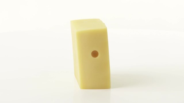 A piece of Emmental cheese