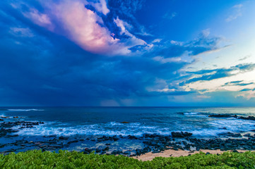 Sunset afterglow on the beach.