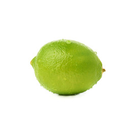 Lime fruit covered with the multiple water drops, isolated over