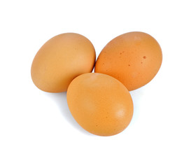 Three eggs. Isolated on white background
