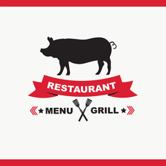 Cafe menu grill, template design.Vector illustration.