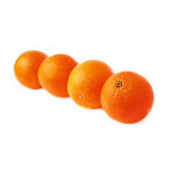 Four oranges fruits composition isolated over the white