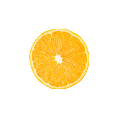 Ripe orange cut in half isolated over the white background