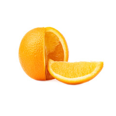 Fresh orange cut in slices isolated over the white background