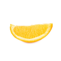 Slice section of orange isolated over the white background