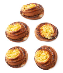 Sweet cinnamon bun roll isolated