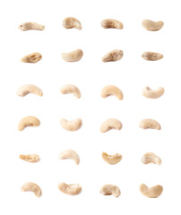 Fototapeta na wymiar Single cashew nuts isolated