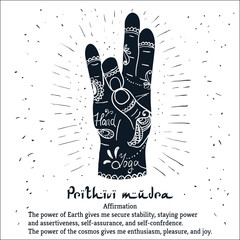 Element yoga Prithivi mudra hands - obrazy, fototapety, plakaty