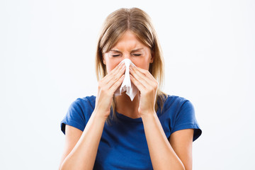 Woman having flu