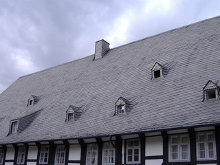 Grey roof with dormers