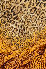 texture of print fabric striped leopard and feather