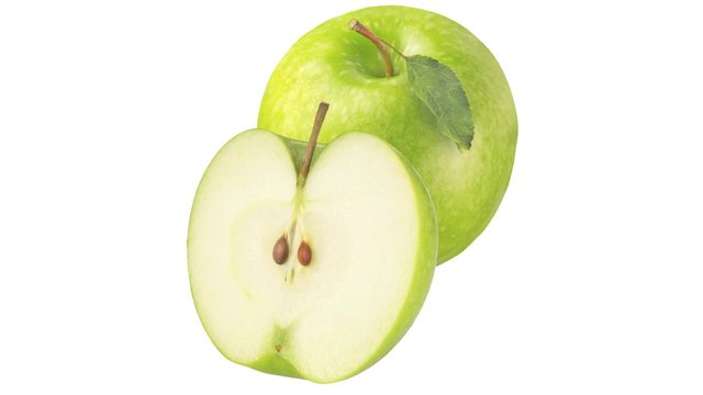 Granny Smith apples, whole and a half