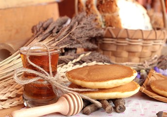 sweet pancake with honey of delicious.