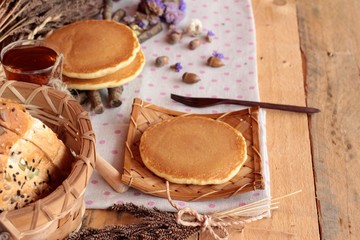 sweet pancake with honey of delicious.