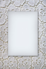 White lace background closeup with copy space