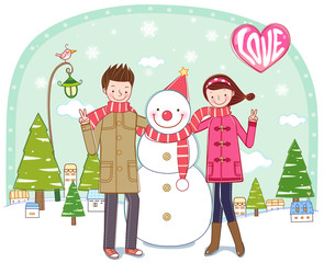 Fototapeta premium Illustration of lovely couple