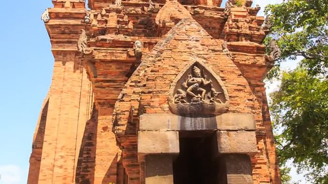 view of old tower at ruins of culture centre Th&aacute;p B&agrave; Ponagar	