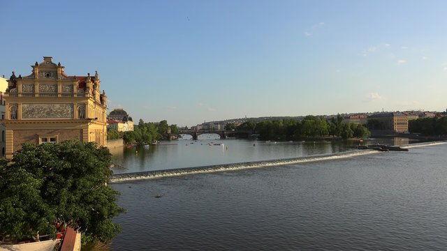 Vltava river from the Charles Bridge in Prague. 