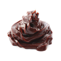 Delicious chocolate cream isolated on white