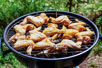 Meat cooked over charcoal