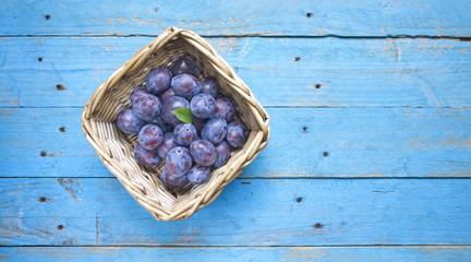 fresh plums form the rural garden, free copy space