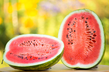 weet watermelon cut in two halfes