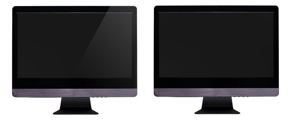 Office desktop computer with blank screen